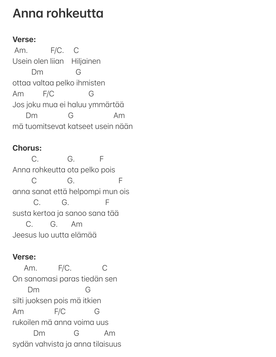 Chords and lyrics